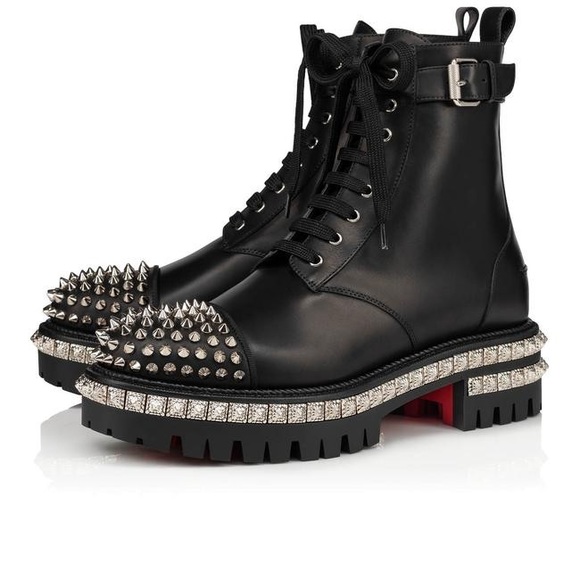 Christian Louboutin | Shoes | Nwt Christian Louboutin King Street Spike  Combat Boot In Black Silver Spikes | Poshmark